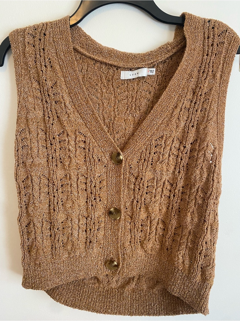 Lush Brown Acrylic Blend Vest Top